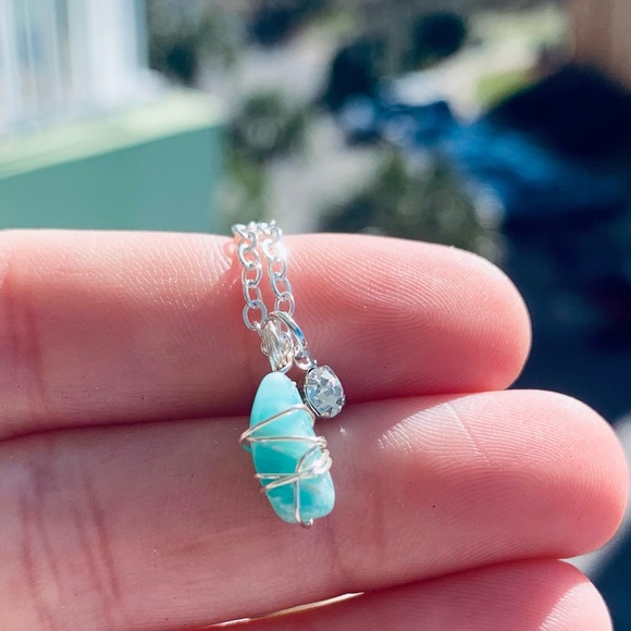 Amazonite Rhinestone Crystal Necklace - Picture 6 of 6